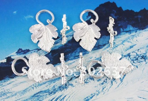 30Sets Silver Plate big leaf toggle clasps A5108SP