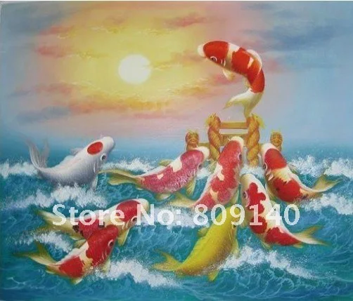 Minyak Lukisan Dekorasi Feng Shui Koi Ikan Melompat Matahari Tinggi Kualitas Cat Tangan Kantor Rumah Dinding Dekorasi Hotel Art Gratis Pengiriman Art Effect Art Decor Furnitureart Prints For Home Decor Aliexpress