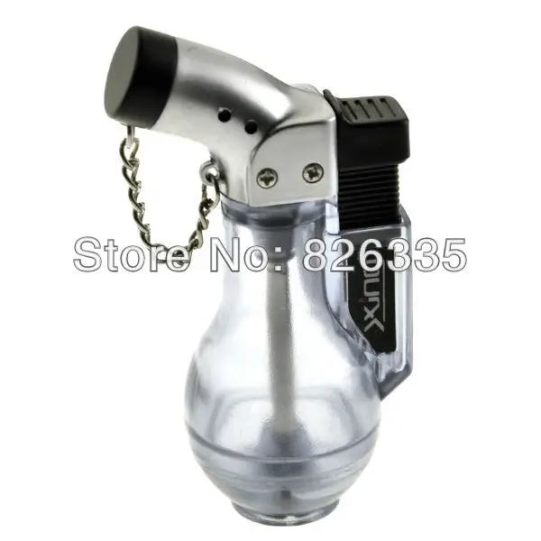 Portable Translucent Wine Bottle Shaped Refillable Butane Jet Lighter Cigarette Cigar Lighter -transparent color