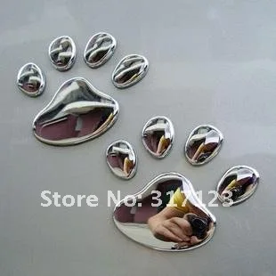 50PR/lot Soft PVC Footprint Car Sticker Decal 6*5cm White yello red Sticker For Car Custom Car Stickers 