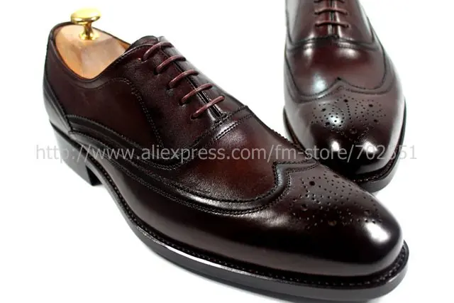 Free shipping custom handmade genuine calf leather men's oxford shoe color brown No.OX191 goodyear welt 