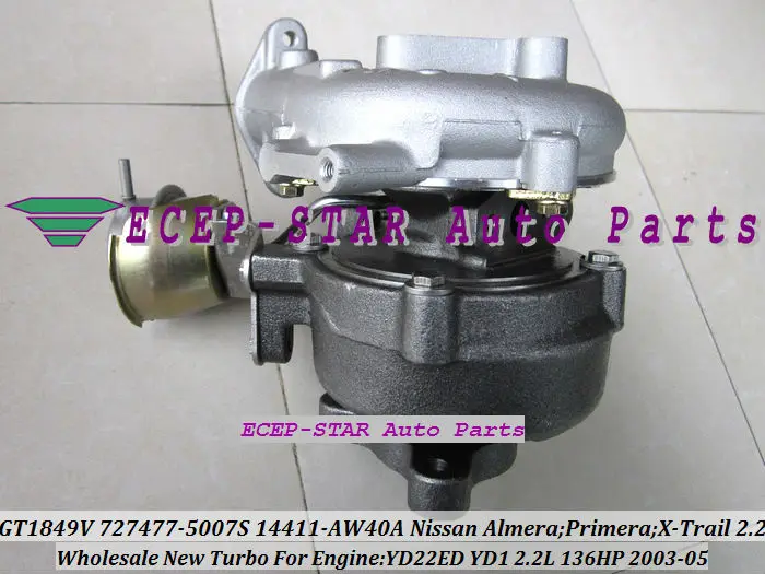 GT1849V 727477-5007S 727477 14411-AW40A Nissan Almera;Primera;X-Trail T30 2003-05 YD22ED YD1 2.2L 136HP Turbocharger (4)