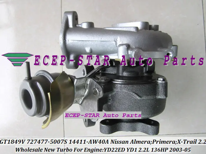 GT1849V 727477-5007S 727477 14411-AW40A Nissan Almera;Primera;X-Trail T30 2003-05 YD22ED YD1 2.2L 136HP Turbocharger (5)