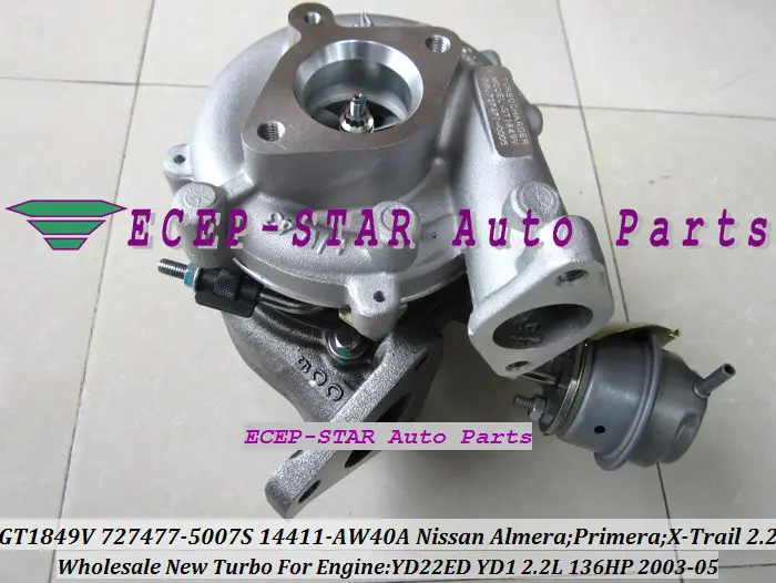 GT1849V 727477-5007S 727477 14411-AW40A Nissan Almera;Primera;X-Trail T30 2003-05 YD22ED YD1 2.2L 136HP Turbocharger (6)