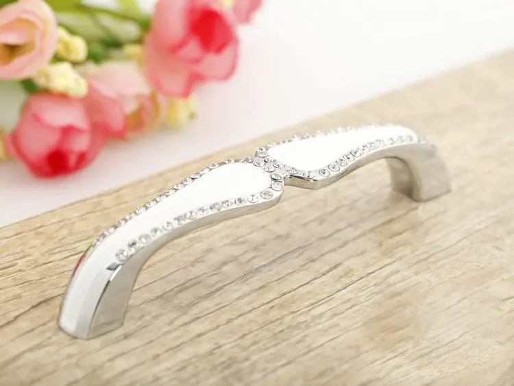 New Products Clear Crystal Modern European Drawer Cabinet Door Handles (C.C. 96mm,Length:112mm)