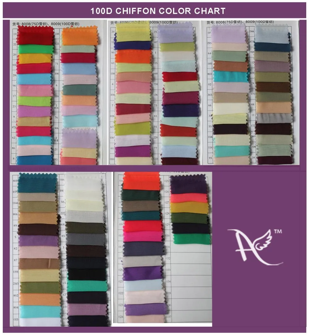 100D Chiffon color chart