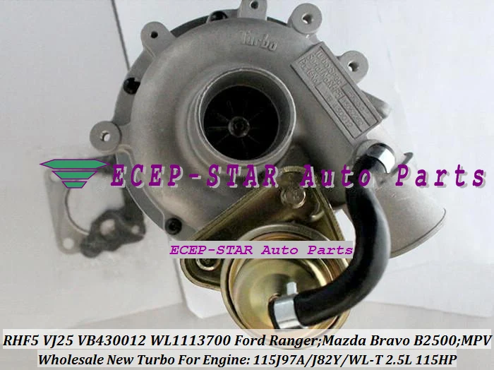 RHF5 VJ25 VB430012 WL1113700 Turbocharger Turbo for FORD Ranger MAZDA Bravo B2500 MPV 115J97A J82Y WL-T 2.5L 109HP 115HP