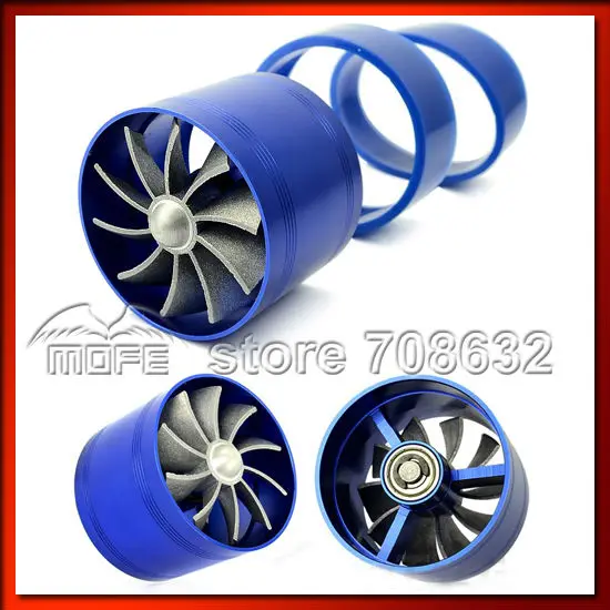 Universal Aluminum Single Propeller Turbo Air Intake Fan Blue 141