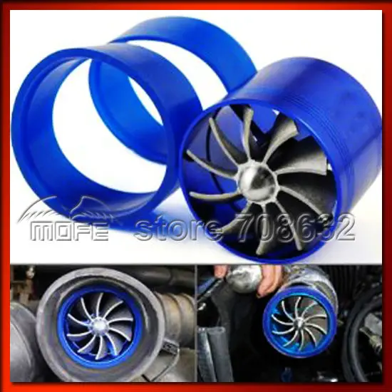 Universal Aluminum Single Propeller Turbo Air Intake Fan Blue 1141