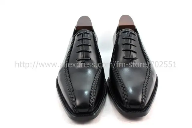 Free shipping custom handmade genuine calf leather men's oxford shoe color black No.OX223 Goodyear welt