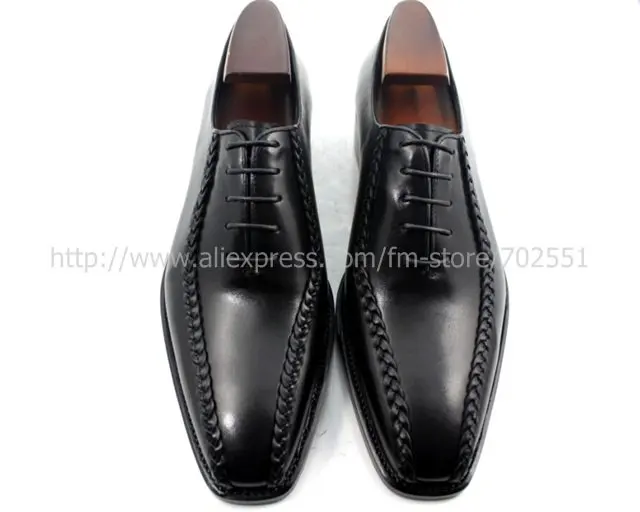 Free shipping custom handmade genuine calf leather men's oxford shoe color black No.OX223 Goodyear welt