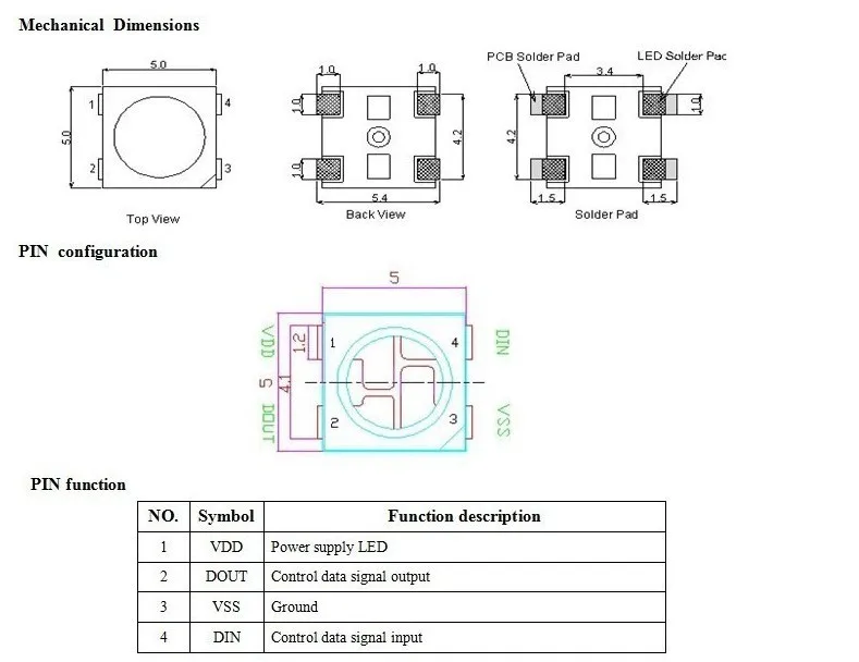 Ws2812b conduziu a microplaqueta 100 pcs 1000