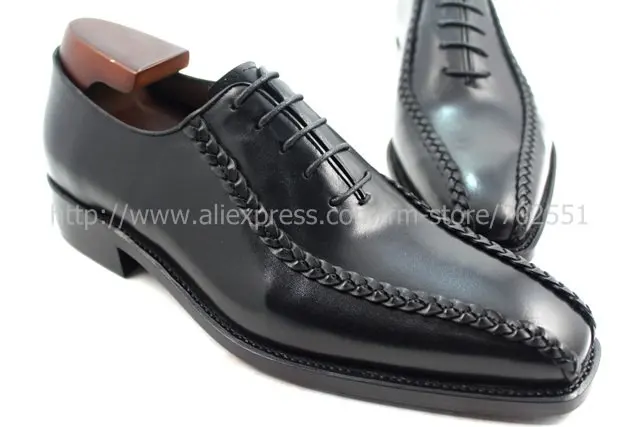 Free shipping custom handmade genuine calf leather men's oxford shoe color black No.OX223 Goodyear welt