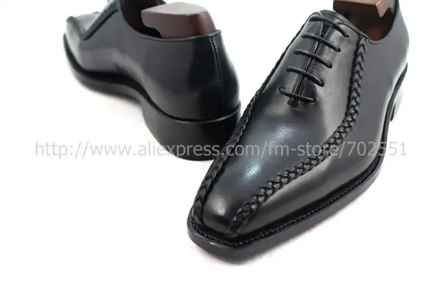 Free shipping custom handmade genuine calf leather men's oxford shoe color black No.OX223 Goodyear welt