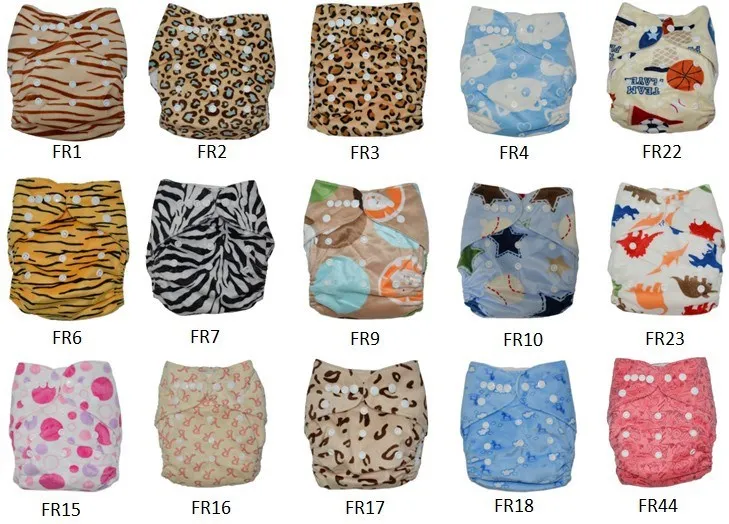 50pcs Print Double Row of Snaps Pocket Diaper With 50 Inserts