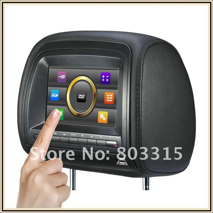 Flash Deal free shipping 1 pair 7 inch headrest dvd touch screen with zipper cover+IR wireless headphone+32bit game+USB+SD+FM 0