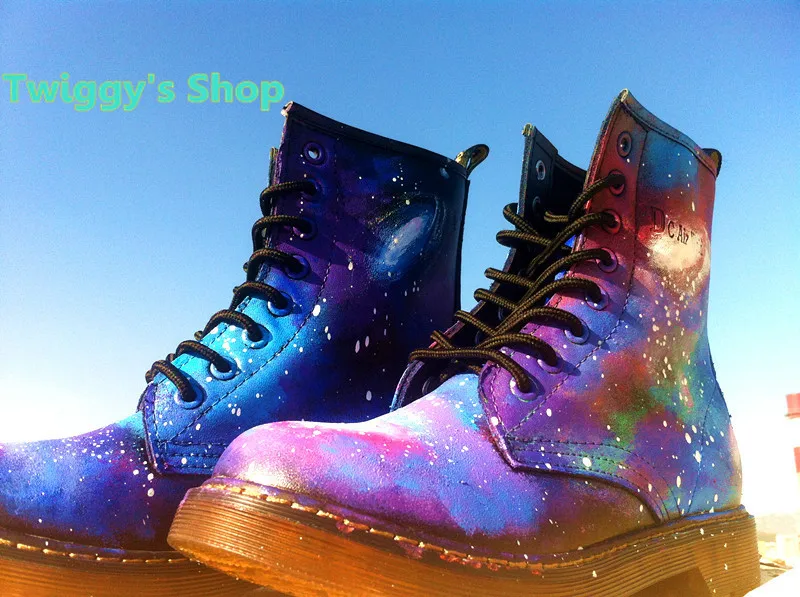 painted leather boots