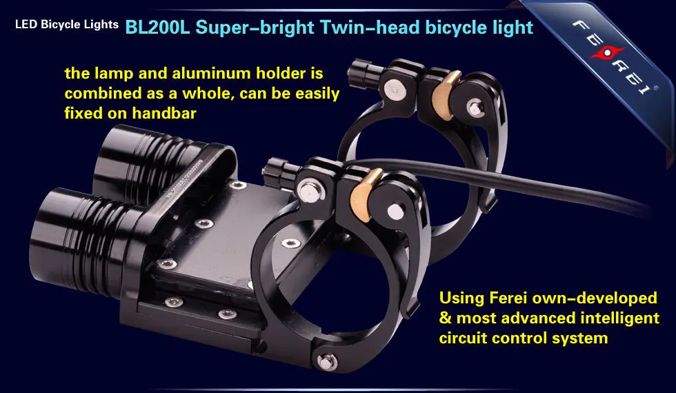 Ferei-Black BL800 Super-Bright Bicycle Biking Flashlight & Torch Two Cree XM-L 