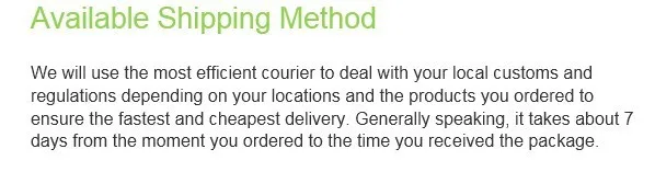 Available Shipping Method