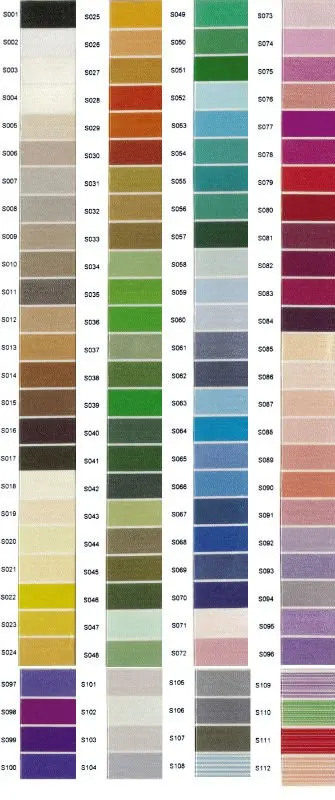 112 colors of polyester
