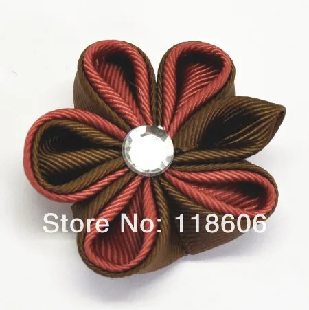 Chocolate kanzashi flower hairpin.jpg