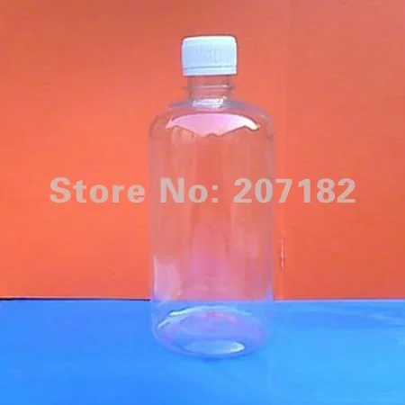 Free shipping (100sets/lot) 500ml PET transparent round safety cap bottle with scale,sample bottle,plastic bottle,liquid bottle