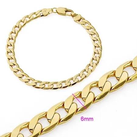 Fashion Jewelry Bracelet 6mm Chain 18k Yellow Gold Filled Formal Fashion Jewelry Bracelet 6mm Chain 18k Yellow Gold Filled Formal Men B98 In Link Bracelets From