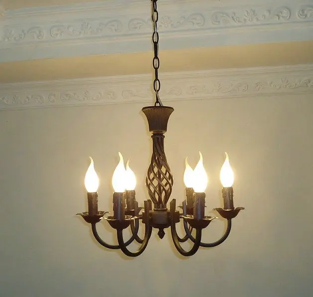 Free shipping!6 Pieces E14 black European wrought iron chandeliers/classical candle chandelier/bedroom chandelier