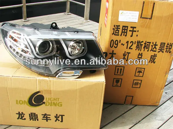 For Skoda Superb LED Head Lamp Angel Eyes 2009-2013 year U Style