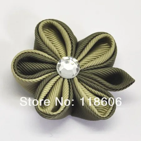 Deep sage kanzashi flower hair accessory.jpg
