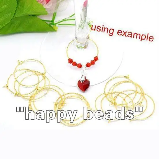 1000pcs gold plated Earring Hoops/Wine Glass Charm Rings 25mm/DIY(w00865x10)