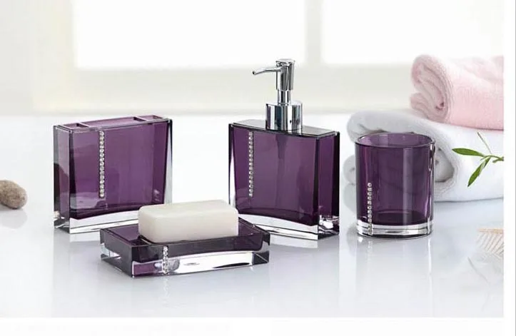 Purple Cheap Clear Acrylic Bathroom Accessories Sets Buy Cheap Bathroom Accessories Sets Acrylic Bathroom Set Bathroom Accessories Set Product On Alibaba Com
