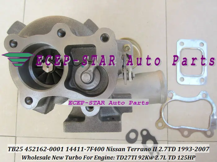 TB25 452162-0001 14411-7F400 452162 Turbo Turbine Turbocharger For Nissan Terrano II 2.7L TD 125HP 1993-2007 TD27TI 92Kw (3)