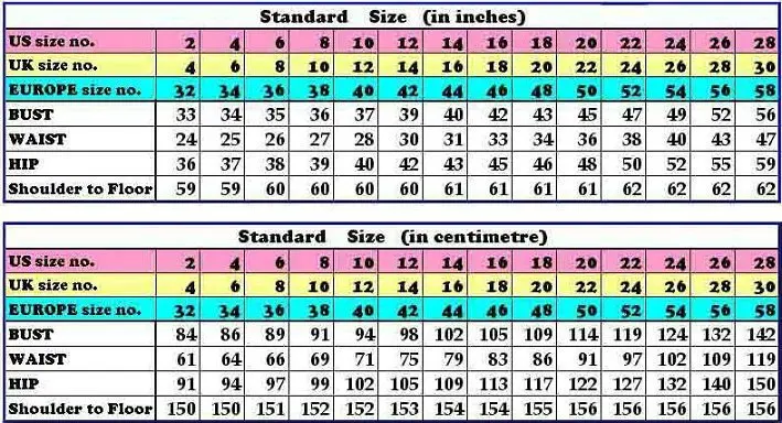 Stella York Size Chart