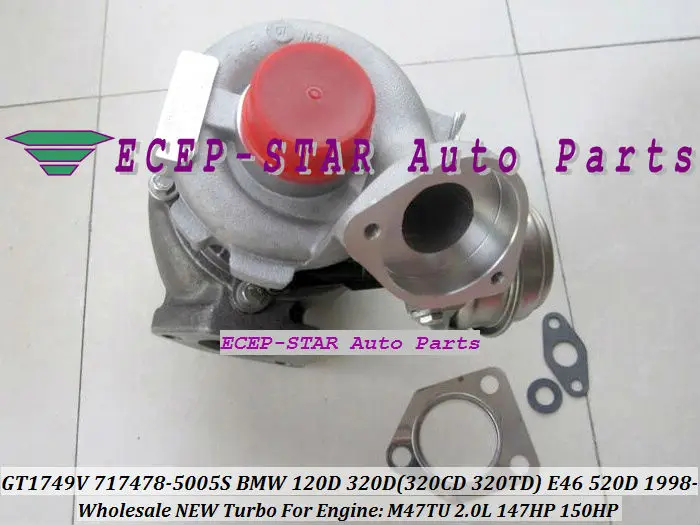 GT1749V 717478-5005S 717478 Turbo Turbocharger For BMW 120D 320D 320CD 320TD E46 520D Diesel M47TU 2.0L 1998-05 150HP (1)