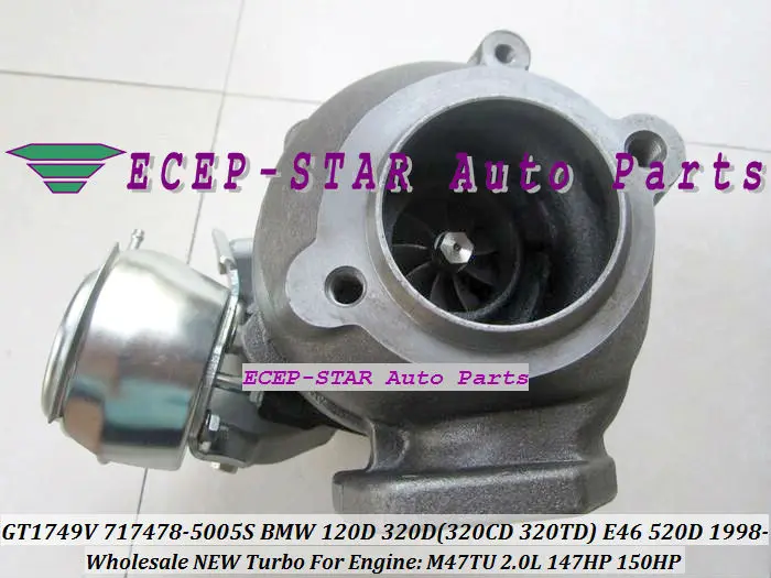GT1749V 717478-5005S 717478 Turbo Turbocharger For BMW 120D 320D 320CD 320TD E46 520D Diesel M47TU 2.0L 1998-05 150HP (2)
