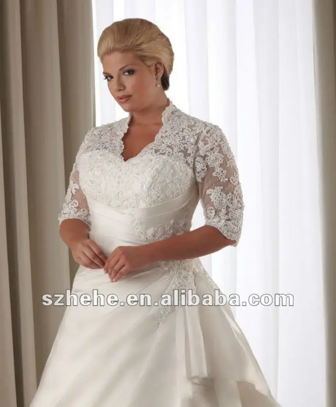 Unique High Neck With Half Sleeve Shiny Satin Used Plus Size Wedding Plus Size Wedding Dress Patterns Wb003 1 Jpg 2