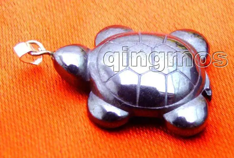 21*28mm Tortoise Shape Black Natural Hematite Pendant for Women Jewelry ne5731