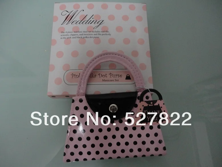 2013 New Hot Sale 10setlot Pink Polka Purse manicure set pedicure,wedding favor and gift Free Shipping 1.JPG