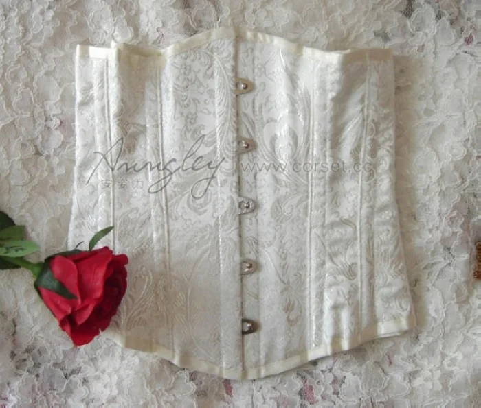 Sexy Genuine Steel Boned White Underbust Corset Bustier1.jpg