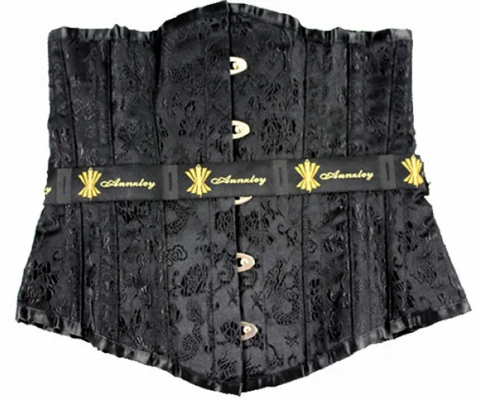 Authentic Steel Boned waist training black  Underbust Corset.jpg