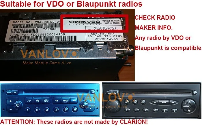 RADIO RD3 VDO or Blaupunkt VL