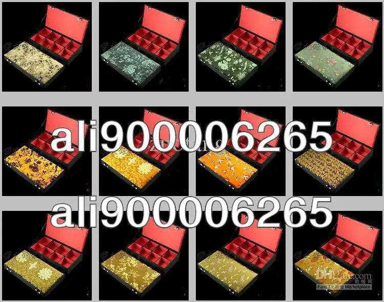 Luxury 8 grid Jewelry Presentation Boxes Silk Print Trinket Boxes High Quality Watch Collection Boxes Bangle Boxes 1pcs mix color Free