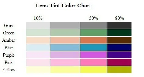 Eyeglass Lens Tint Color Chart