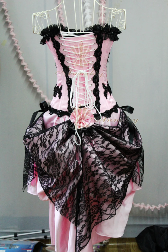 Sexy Handmade Black Beading Pink Wedding Corset Prom Dress 2013 (3).jpg