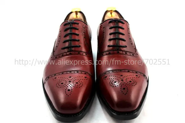 Free shipping custom handmade genuine calf leather men's oxford shoe color brown No.OX187 Goodyear welt