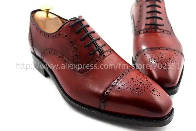 Free shipping custom handmade genuine calf leather men's oxford shoe color brown No.OX187 Goodyear welt