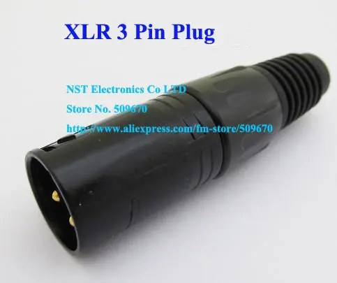 XLR Plug 3P Mic Microphone Black Connector Gold Pin-1.jpg