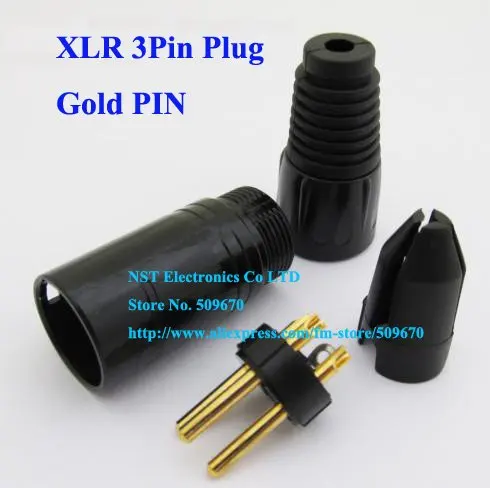 XLR Plug 3P Mic Microphone Black Connector Gold Pin-2.jpg