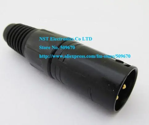 XLR Plug 3P Mic Microphone Black Connector Gold Pin-3.jpg
